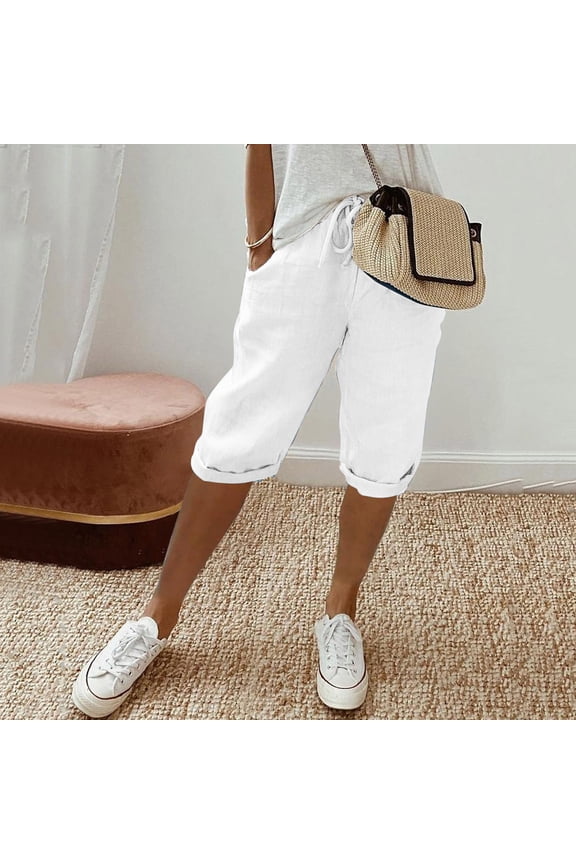 Womens Fashion Solid Large Pocket Elastic Casual Pants Pocket Capris Petite Pants for Women Casual Women Pants Jumpsuits Womens Casual Business Attire A Tracksuit for Women Jogging Pants for