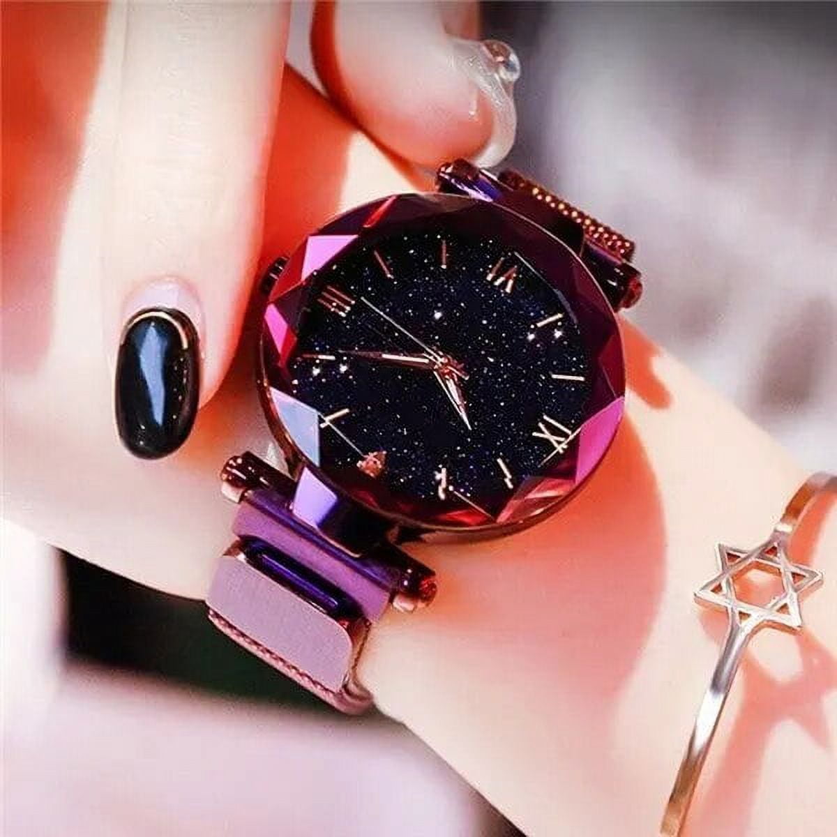 Clock Starry Sky Watch With Magnetic Strap Analog Watch Starry