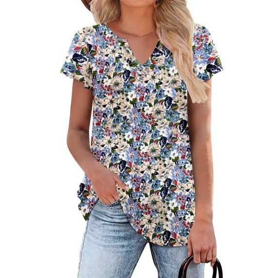 Womens Fashion Summer Casual Blouse Tops Basic Tee Shirts Short Sleeve Loose Fit Tunic Tops