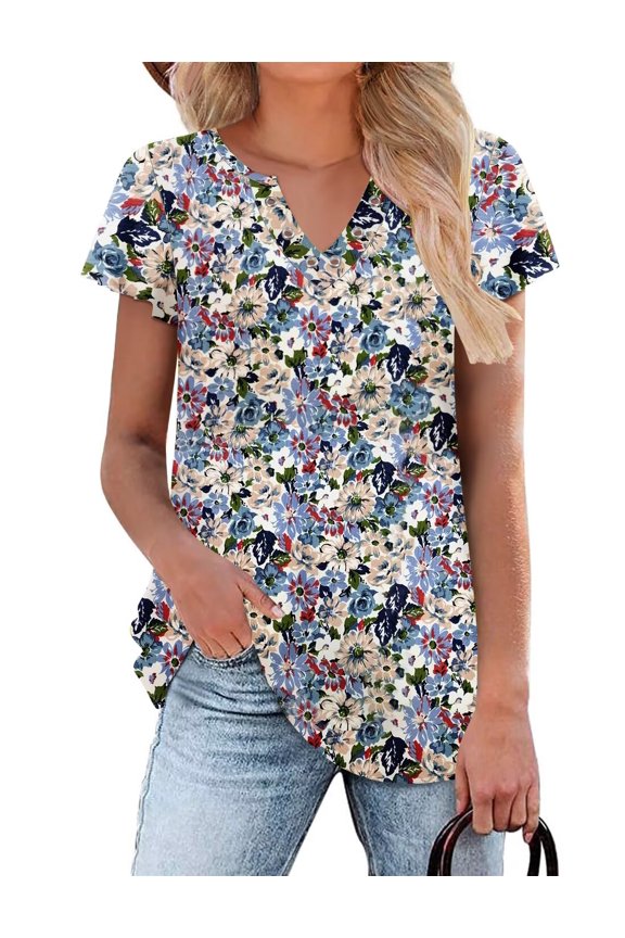 Womens Fashion Summer Casual Blouse Tops Basic Tee Shirts Short Sleeve Loose Fit Tunic Tops