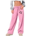 thumbnail image 1 of Womens Fashion Summer Sweatpants Casual Solid Color Elastic Lace-Up High-Waisted Wide-Leg Yoga Pink Athletic Pants for Workout (L)Summer Spring And Fall Wear, 1 of 5