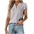 thumbnail image 1 of Womens Fashion Summer Tops 2025 Plus Size Casual Tops Business Work Blouses Button Shirts Short Sleeve V Neck T-shirt, 1 of 5