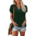 thumbnail image 1 of Womens Fashion Summer Tops 2025 Plus Size Printed Short Sleeves Blouse Round Neck Casual Tops, 1 of 6