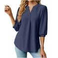 thumbnail image 1 of Womens Fashion Summer Tops 2025 Plus Size Short Sleeve V-Neck Solid Casual Elastic Comfy Blouse Shirt, 1 of 4