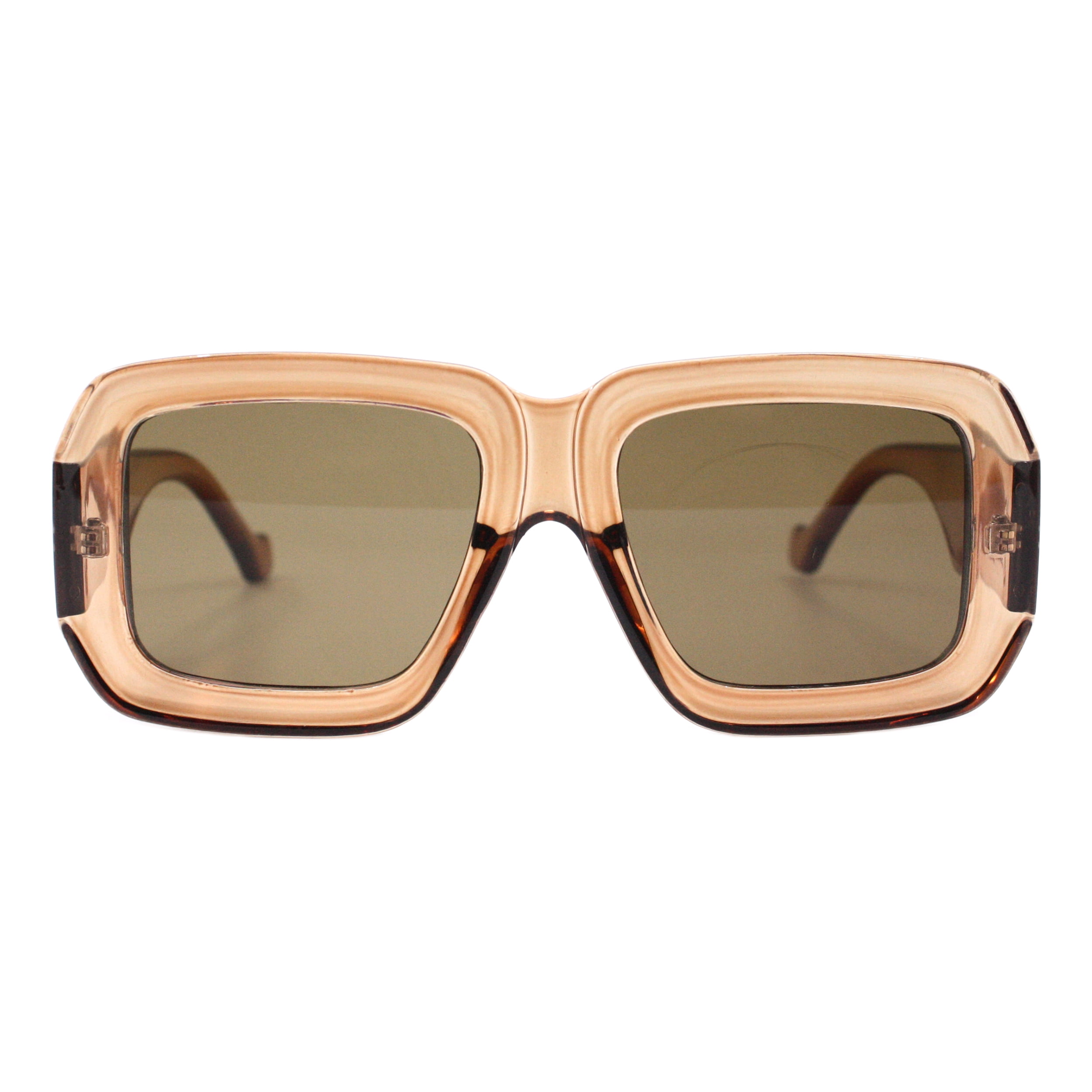 Translucent Brown Womens Fashion Sunglasses Bold Beveled Square Shades UV 400 Translucent ...