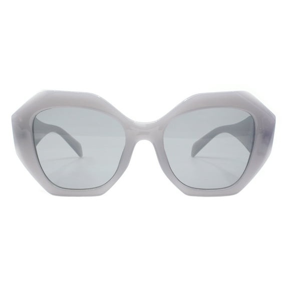 Womens Fashion Sunglasses Oversized Geometric Edgy Frame UV 400 Gray