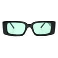 thumbnail image 1 of Womens Fashion Sunglasses Rectangular Ridged Frame UV 400 Black, Green, 1 of 4