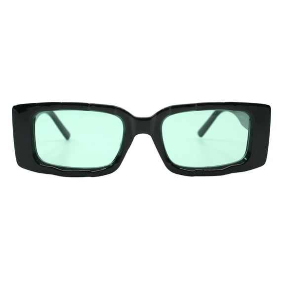 Womens Fashion Sunglasses Rectangular Ridged Frame UV 400 Black, Green