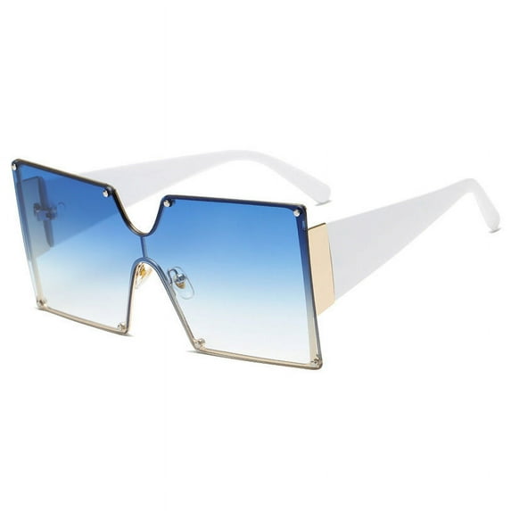 Womens Sunglasses Fashion Rimless Big Frame Resin Lens with UV400 Protection PC Frame Durable Trendy Female Glasses