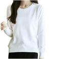 thumbnail image 1 of Womens' Fashion Sweaters Solid Color Casual Loose Base Knitted Crew Neck Fall/Winter White Oversized Sweater (XL), 1 of 8