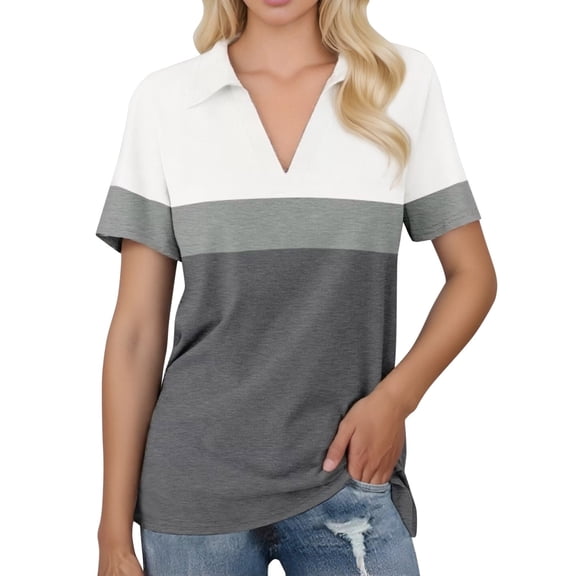 Womens Fashion Tees Tops Ladies Short Sleeved V Neck Leisure Work Fall Fashion Y2K Clothes 2025