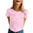 thumbnail image 1 of Womens Fashion Tees Tops Letter Daisy Flower Print Short Sleeve Summer Fall Winter Clothes, 1 of 5