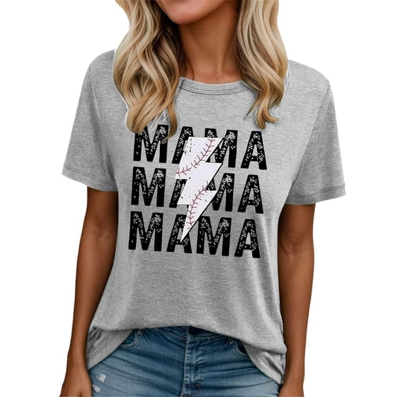 Womens Fashion Tees Tops Printed Round Neck Solid Color Short Sleeved 2025 Fall Outfits