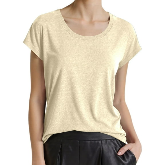 Womens Fashion Tees Tops Round Neck Batwing Sleeve Solid Color Spring Summer Fall Winter Clothes