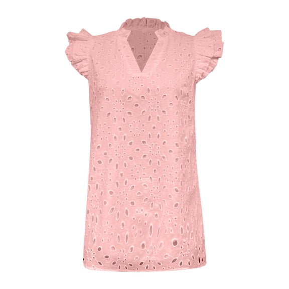 Womens Fashion Tees Tops Summer V Neck Hollow Out Sleeveless Vest Party Flutter Sleeves 2025 Fall Outfits