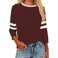 thumbnail image 1 of Womens Fashion Tees Tops Three Quarter Sleeve Color Block Crewneck Tunic Fall Fashion Y2K Clothes 2026, 1 of 4