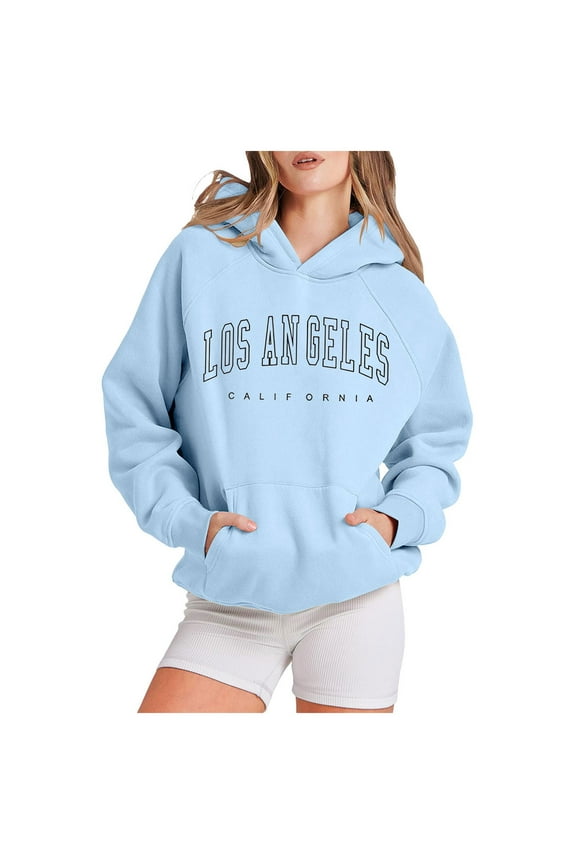 Womens Fashion Top Fall Winter Oversized Hooded Long-sleeved Mitten- Cold Shoulder Hoody Graphic Raglan Cotton Hoodies Sweatshirts(Light Blue,S)
