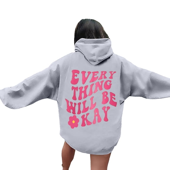 Womens Fashion Top Winter Fall Comfy Hooded Long-sleeved Cap Drop Shoulder Hoody Floral Leisure Cotton Hoodie Sweatshirts(Light Gray,M)