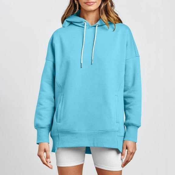 Womens Fashion Tops Hoodies Drawstring for Women Pullover Oversized Sweatshirts Long SLeeve Shirts Loose Fit