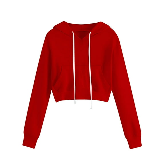 Womens Fashion Tops Hoodies Fashionable Casual Solid Color Pocket Long Sleeve Sweatshirt Hoodies & Sweatshirts Polyester Hoodie Red Size S-3Xl Fall Sweatshirts For Women