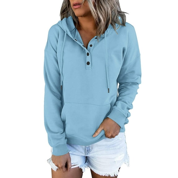 Womens Fashion Tops Hoodies Soild Printed Fashion Top Shirt Hooded Long Sleeve Casual Zipper Pullover Sweatshirt With Pocket Polyester Spandex Blue Size S-2Xl Fall Sweatshirts For Women