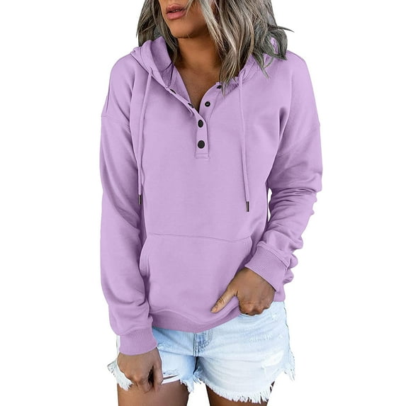 Womens Fashion Tops Hoodies Soild Printed Fashion Top Shirt Hooded Long Sleeve Casual Zipper Pullover Sweatshirt With Pocket Polyester Spandex Purple Size S-2Xl Fall Sweatshirts For Women