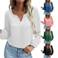 thumbnail image 1 of Womens Fashion Tops Loose Chiffon Shirts Temperament Solid Color Long Sleeves Bottoming Shirts for Everyday Wear, 1 of 8