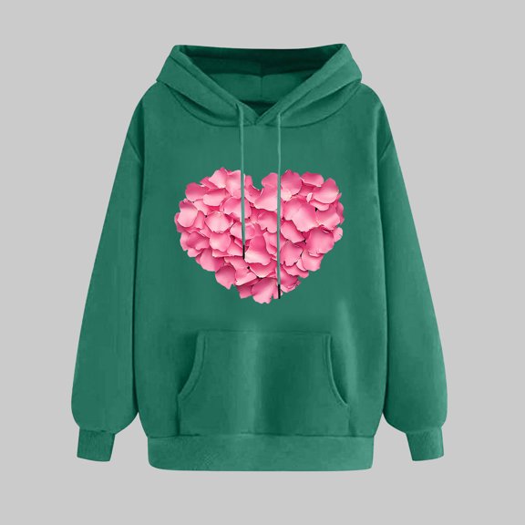 Womens Fashion Tops Women's Clothing Ndbuld Women's Print Winter Hoodie Pullover Tops Long Sleeved Comfortable Sweatshirt ,Army Green,2XL