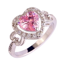 Womens Fashion Trend Electroplated Zircon Ring Copper Platinum Plated Pink Colorful Style Fashion Simplicity Ring