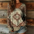 thumbnail image 1 of Womens Fashion Tunic Tops V Neck Long Sleeves Casual Blouses Fall Business Dressy Tees Shirts Multicolor XXL, 1 of 3