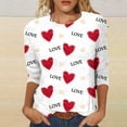 thumbnail image 1 of Womens Fashion Valentines Cat Print Round Neck 3/4 Sleeve Casual T Shirt Two Shirts for Women Running Top Women Womens Athletic Clothes Set Shirt for Women Cute Tops for Women Summer Large Women T, 1 of 3