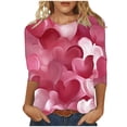 thumbnail image 1 of Womens Fashion Valentines Day Tshirts 3/4 Sleeve Crewneck Cute Heart Graphic Tee Holiday Tunic Tops, 1 of 5