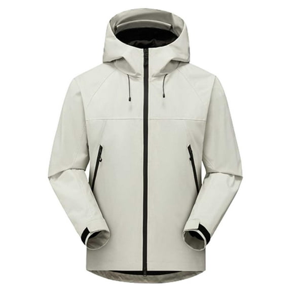 Womens Fashion Waterproof Rain Jacket Loose Solid Color Matching Layer Windproof Mountaineering Clothing Long Sleeve Hooded Winter White Outdoor Raincoat S-3XL