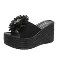 thumbnail image 1 of Womens Fashion Wedges Open Toe Knot Beach Shoes Roman Slippers Sandals Women Boots with Heels Or Wedges Women's Shoes Wedges Navy Blue, 1 of 8