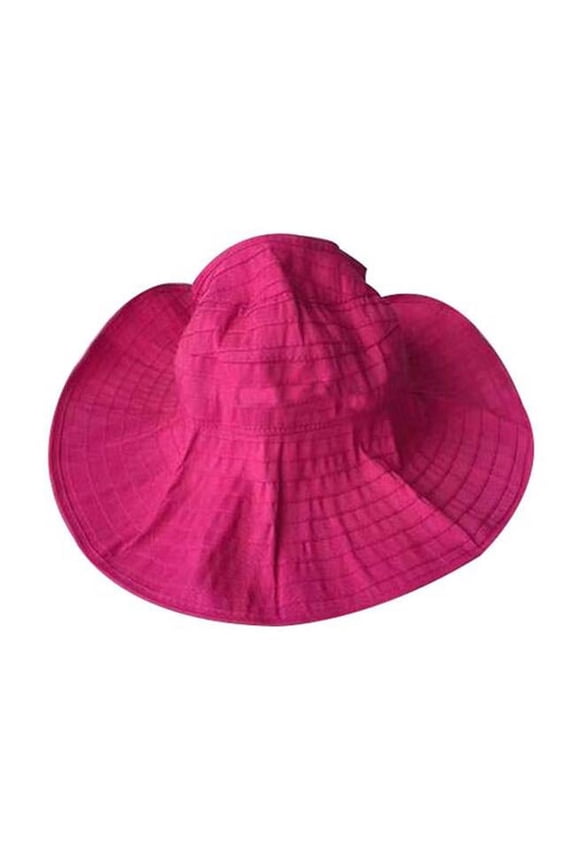 Womens Fashion Wide Brim Reversible Beach Packable Summer Cap, Rose & Red