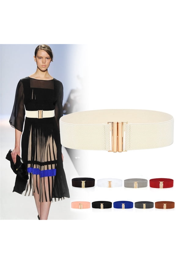 Womens Fashion Wide Elastic Belt With Buckle Waist Stretch For Dresses