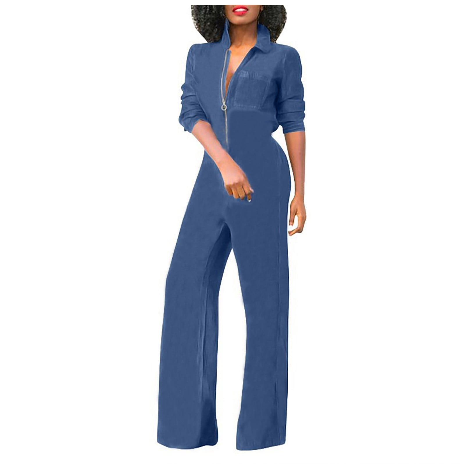 Womens Jumpsuit Clearance Solid Coverall With Pockets Sling
