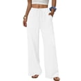 thumbnail image 1 of Womens Fashion Wide Leg Pants with Drawstring Elastic Waist Solid Color Loose Casual Trousers Featuring Side Pockets Soft Lightweight Comfy for Daily Wear, Size S-2XL, 1 of 4