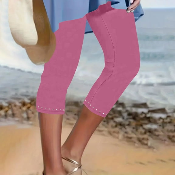 Womens Fashion Yoga Pants High Waisted Solid Color Capris Matching Slim Fitting Workout Pants S-3XL