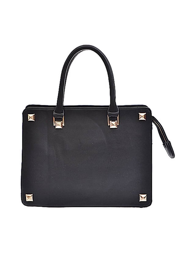 Womens Fashion Zippered Tote Bag - Black