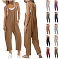 thumbnail image 1 of Womens'Fashion one piece jumpsuit Fashion and Casual Cold Shoulder Jumpsuit Solid Suspender Jumpsuits Wide Pocket Leg Pant Present for Women 50% off Clearance, 1 of 9