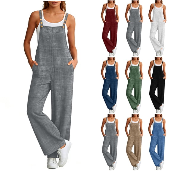 Womens'Fashion one piece jumpsuit Sleeveless Overalls Jumpsuit Casual Plaid Print Summer Wide Leg Bib Pants Present for Women 50% off Clearance