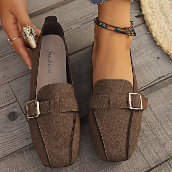 Womens Fashionable Casual Versatile PlusSize Breathable Loafers Solid Color Toe Closed Toe Flat Soft Sole Shoes Classic Clog Pumps Comfortable Slip On