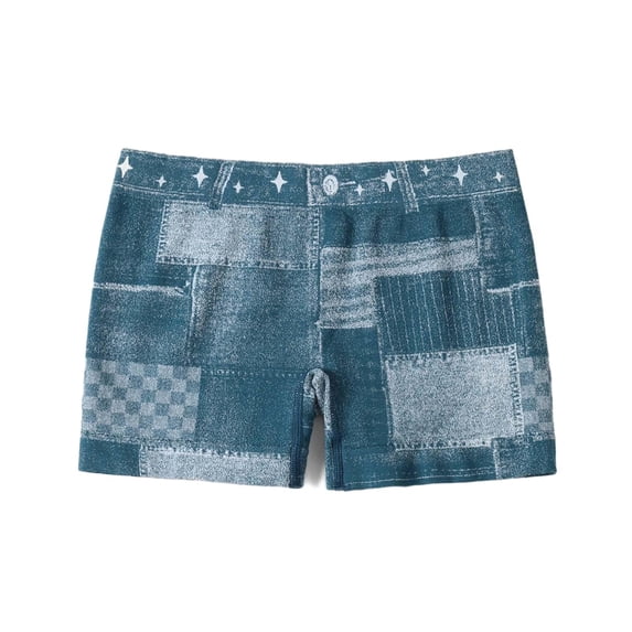 Womens Faux Denim Shorts Stretchy Butt Lifting Jean Shorts Plus Size Booty Jegging Shorts for Curvy Women