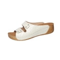 thumbnail image 1 of Womens Faux Faux Leather Wedge Slide Sandals Comfortable Low Heel Open Toe Double Strap Summer White,Size 5.5, 1 of 9