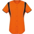 thumbnail image 1 of High Five 312142.132.S Ladies Faux Front Softball Jersey, ORANGE/BLACK/WHITE, 2XL, 1 of 1