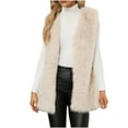 thumbnail image 1 of Womens Faux Fur Coat Sleeveless Fluffy Shaggy Jacket Open Front Lapel Coat Sleeveless Warm Vest Winter Warm Furry Overcoat Jackets Shaggy Parka Short Coat, 1 of 7