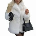 thumbnail image 1 of Womens Faux Fur Coat Winter Casual Oversized Lapel Jackets Warm Outerwear White S, 1 of 9