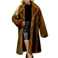 thumbnail image 1 of Womens Faux Fur Coats Warm Long Furry Jackets Long Sleeve Lapel Winter Fluffy Outerwear Shaggy Parka Coat, 1 of 7