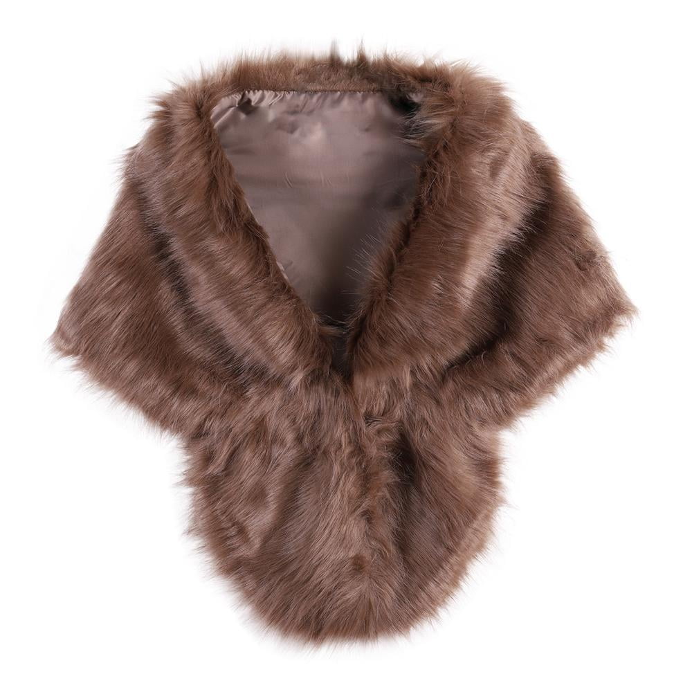 Womens Faux Fur Collar Shawl Faux Fur Scarf Wrap Evening Cape for Winter  Coat - Walmart.com, image size:1000x1000